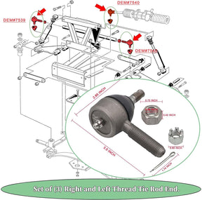 Ball Joint Kit, Club Car DS Tie Rod End with Grease Fitting Fits 1976-2008 Golf Carts Set of 3