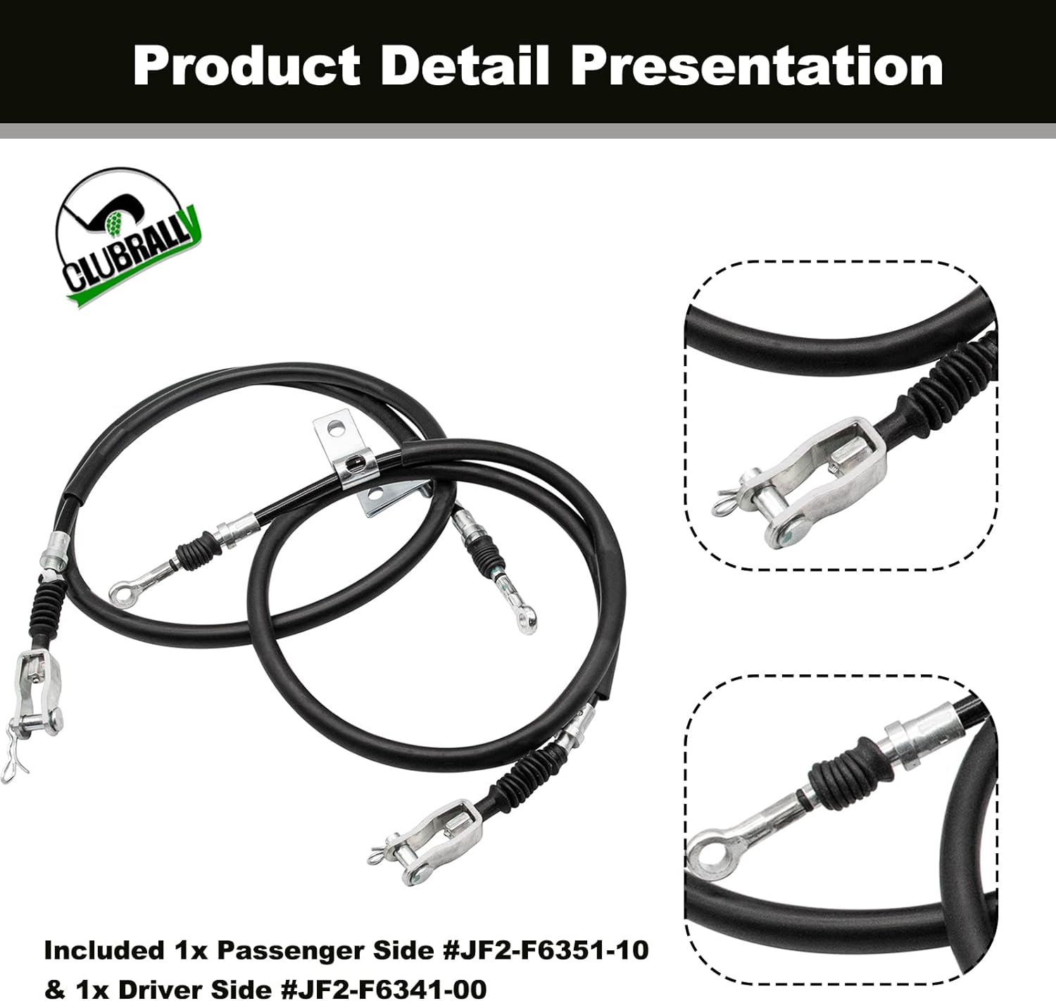 Golf Cart Brake Cable Set Applicable to Yamaha G8,G14,G16,G19,G22 Gas and Electric Replaces Passenger Side#JF2-F6351-10 & Driver Side #JF2-F6341-00 (2Pcs)