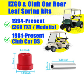 Golf Cart Rear Leaf Spring Bushings Kit, Club Car&EZGO Leaf Spring Polyurethane Bushings Suitable for 1994-up EZGO TXT Medalist, 1981-up Club Car DS Golf Cart; OEM 70289G01, 1015583