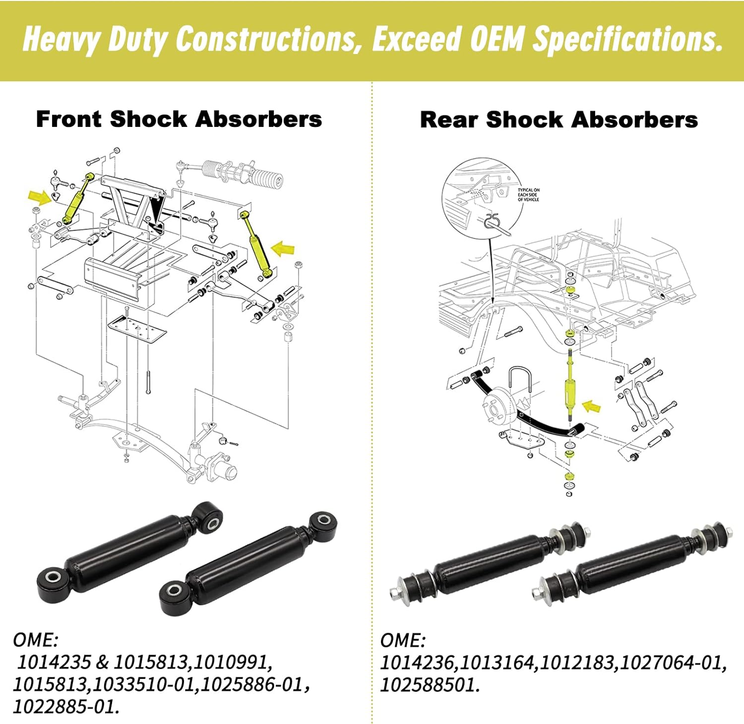 Front or Rear Shock Absorbers for Club Car Precedent&Tempo and DS 1014235 102588601 1027064-01 102588501