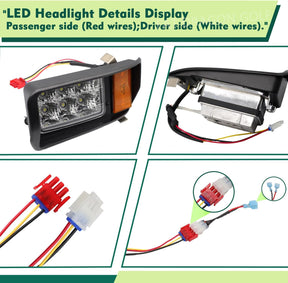 Club Car DS LED Headlight Kit with Adapter Wire, Factory Style LED Headlight Suitable for 1993-Up 12 Volt Club Car DS, Replace OEM 101988002 101988001