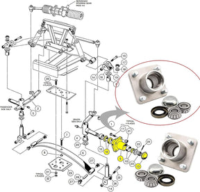 Panglong Club Car DS Front Hub Assembly, Aluminum Front Hub and Bearing 1pcs or 2pcs, Suitable for 1974-2003 Club Car DS Golf Carts, Replace OEM#1011892