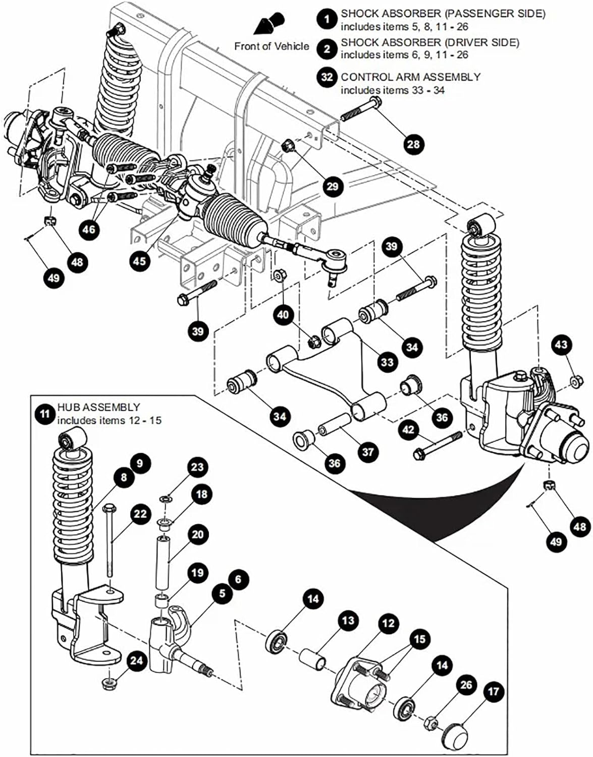 CartClan Golf Cart A Arm Suspension Bushing and Sleeve Kits Fits EZGO RXV #608086 601340 602085 601754 602415 600525