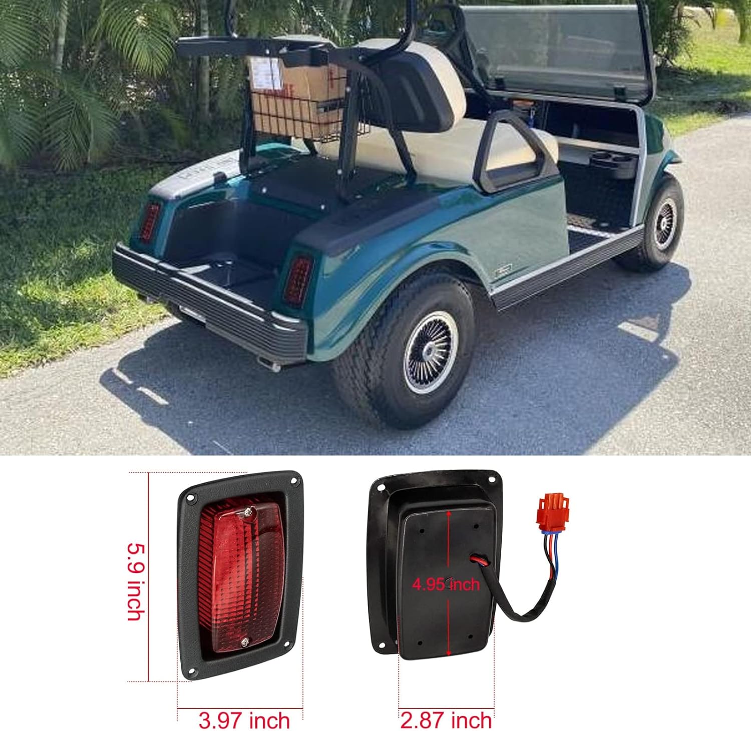 Drive-up LED Tail Light Kit for Club Car DS 1982-Up Golf Cart with 3 Wire Club Car Taillights OEM1017035