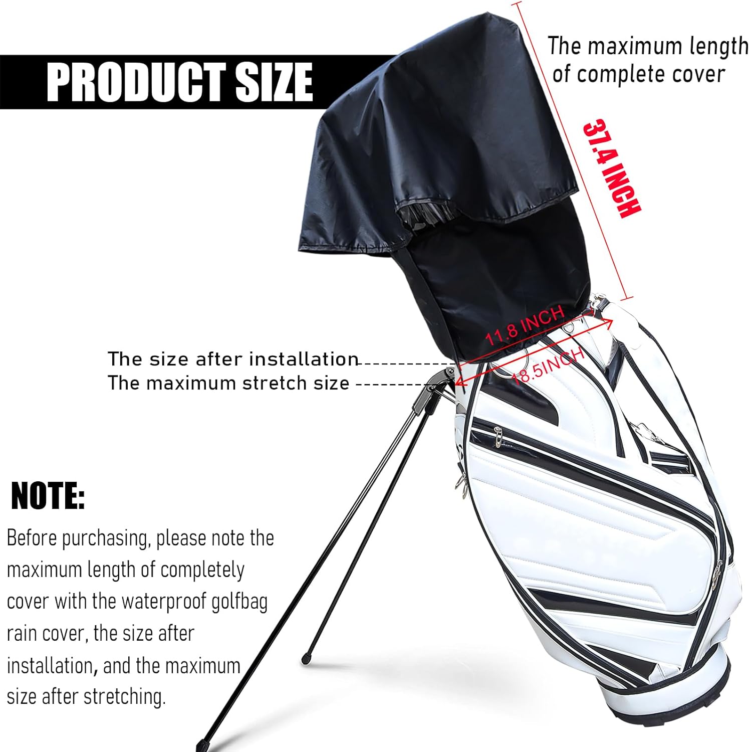 CartClan Golf Bag Rain Hood Waterproof Golf Bag Rain Cover for Golf Club Bags Fit Almost All Golfbags or Carry Cart