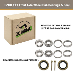 2 Set EZGO TXT Golf Cart Front Axle Wheel Hub Bearings & Seal G&E 1976 UP 50892-G1 25146-G1