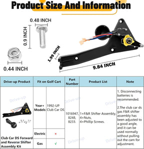 Drive-up Club Car Forward and Reverse Shifter Assembly Kit for DS 1992-Up Gas Golf Cart OEM 1016947 8248 8233