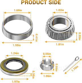 EZGO TXT Golf Cart Front Wheel Bearing & Seal Replacement Kit 1976-Up |Drive-up
