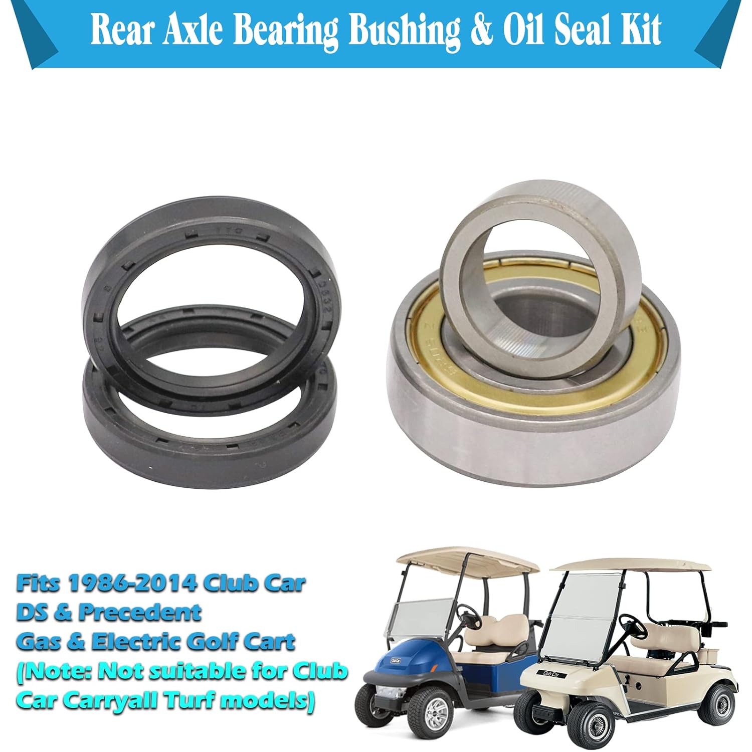 CartClan Rear Axle Bearing Bushing & Oil Seal Kit for Club Car DS & Precedent 1986-2014 Electric Golf Cart OEM 1011291 1014207 1013794