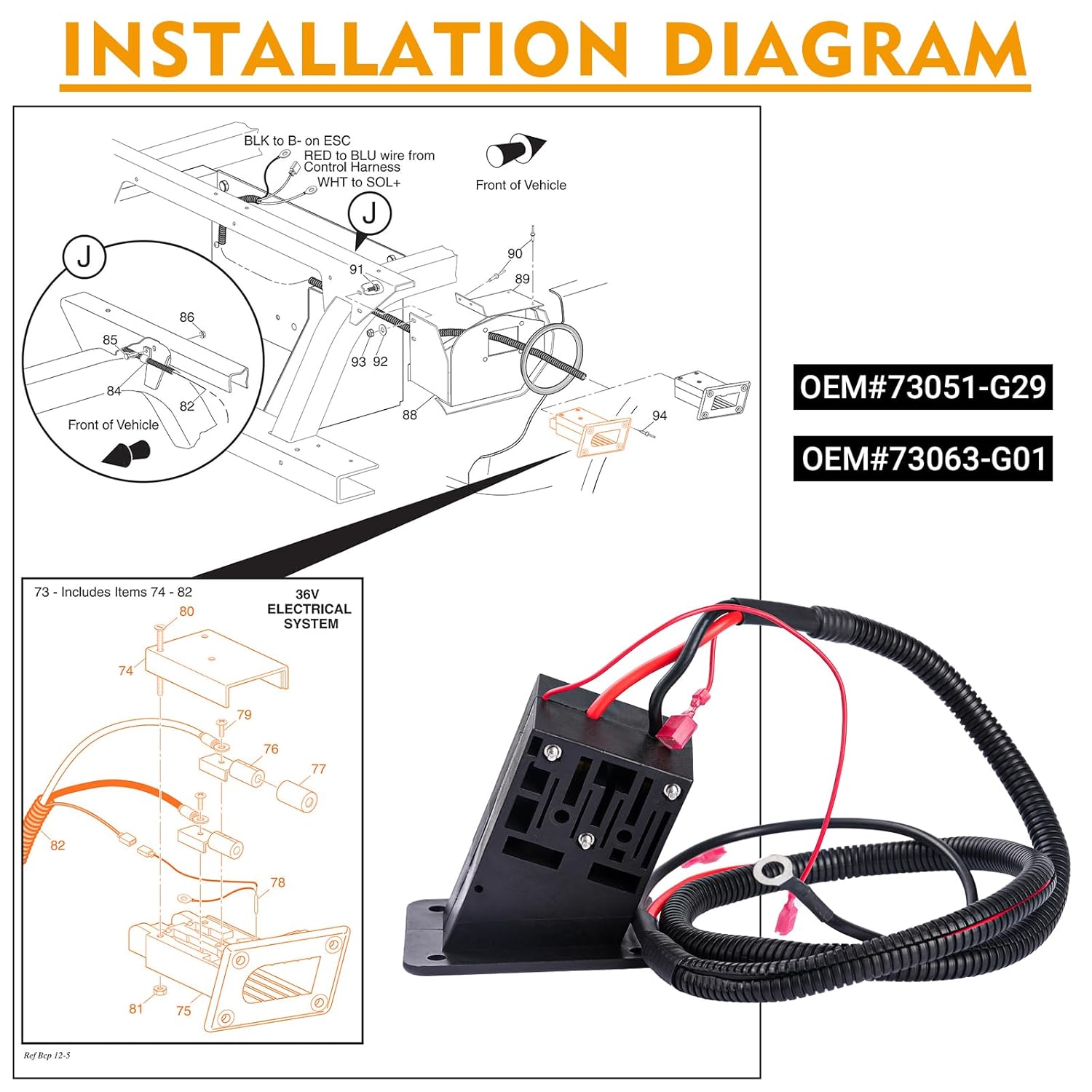 Drive-up 36V Powerwise Charger Receptacle for EZGO TXT Medalist Electric Golf Carts (Charger Receptacle)