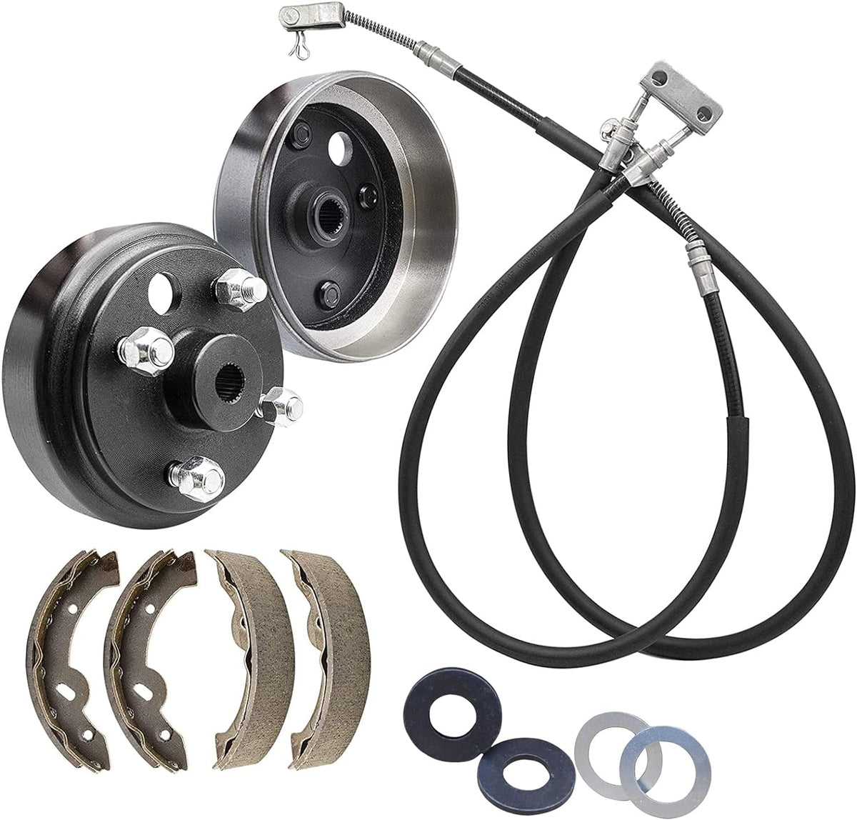 DRIVE-UP EZGO TXT Electric Deluxe Brake Golf Cart Maintenance Kit 1996-2008 -Contain Brake Drum/Hub,Brake Cables & Brake Shoes