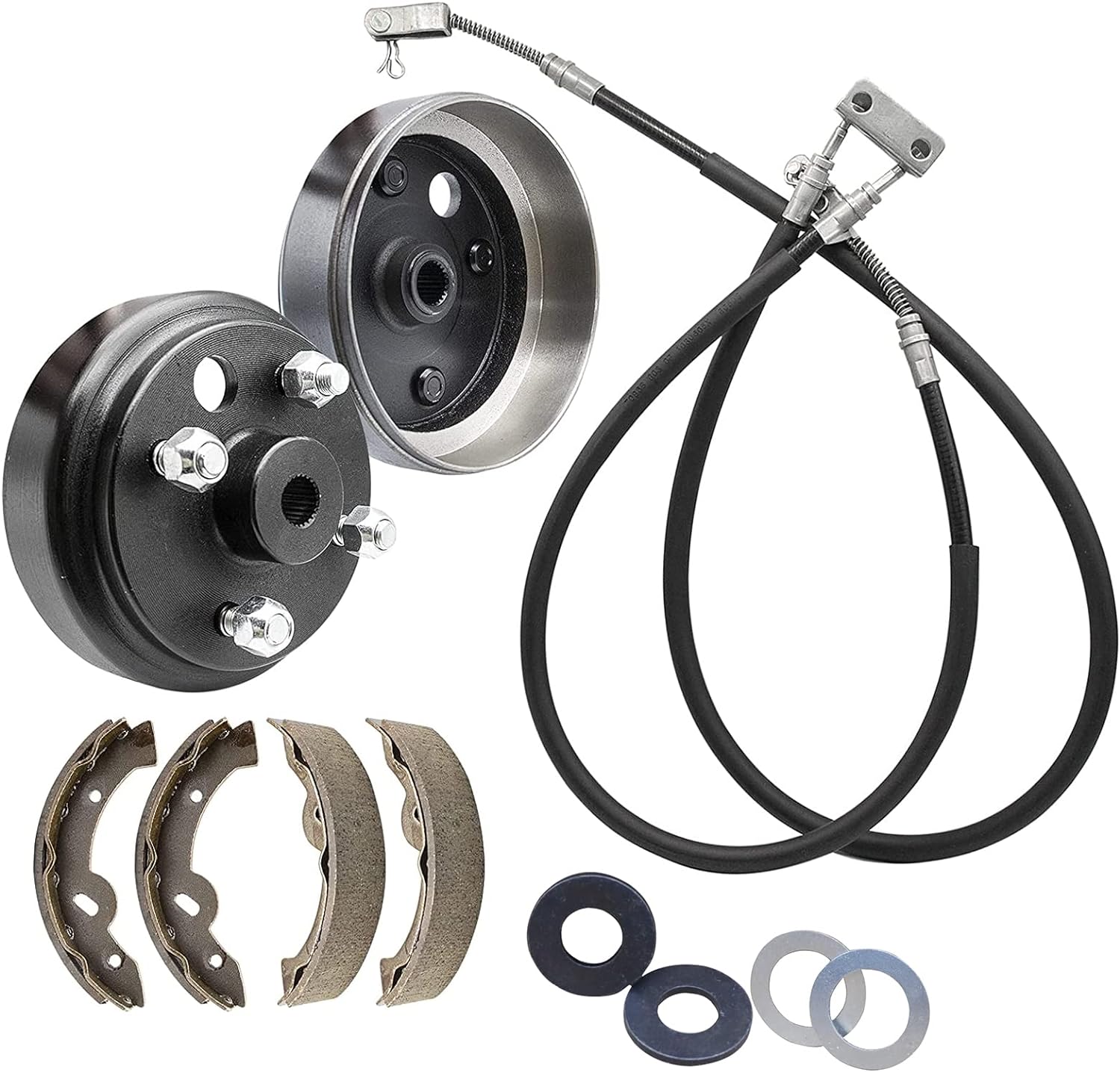 DRIVE-UP EZGO TXT Electric Deluxe Brake Golf Cart Maintenance Kit 1996-2008 -Contain Brake Drum/Hub,Brake Cables & Brake Shoes