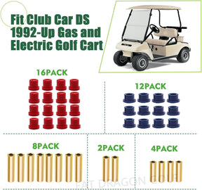 Panglong Club Car DS Bushing Kit for A Arm, Front and Rear Suspension; Polyurethane Bushings Kit Suitable for 1992-Up DS Golf Cart; OEM#1016346, 1016349, 1016350, 1015583, 1012303