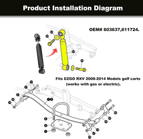 Rear Shock Absorbers for EZGO RXV Golf Cart Gas Electric Models 2008-2014,Replaces 603637 611724 2Pcs