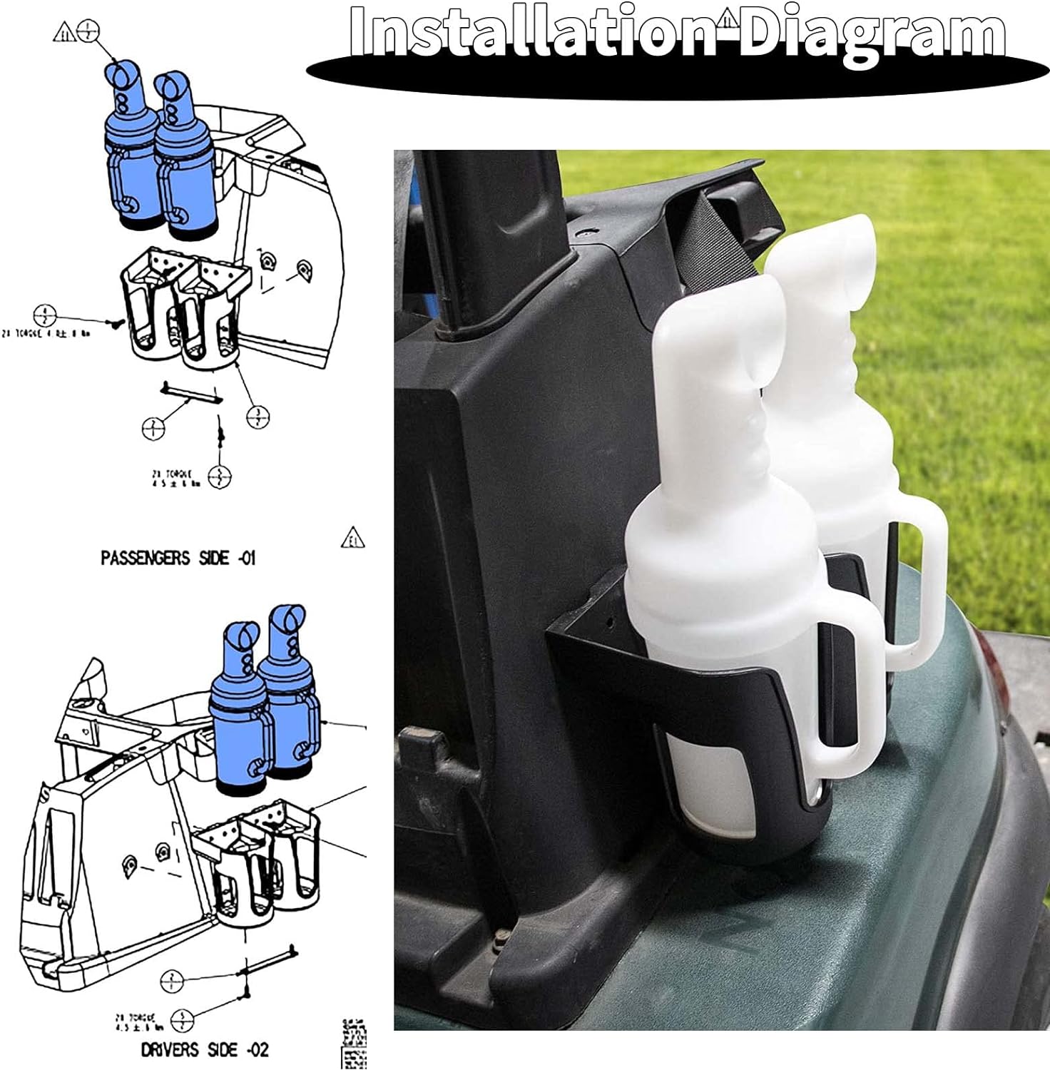 Universal Golf Cart Sand Bottle for Club Car EZGO Yamaha,Divots Filler Sand & Seed Bottle with Rattle Proof Holder