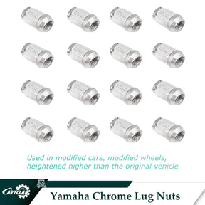 CartClan Golf Cart Chrome Lug Nuts, Suitable for Yamaha/GEM 12MMx1.25 Pack of 16