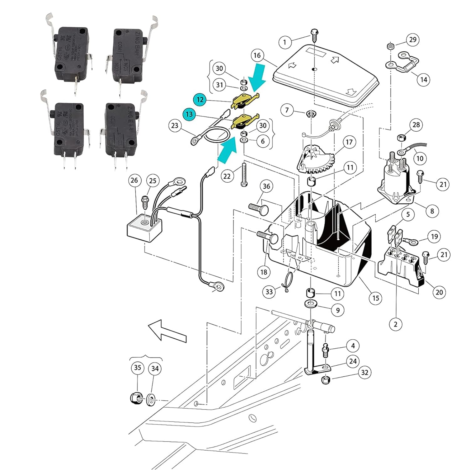 Drive-up 4 Pack Micro Switch 2 & 3 Prong Fit Club Car DS & Precedent Car Golf OEM 1014807 1014808