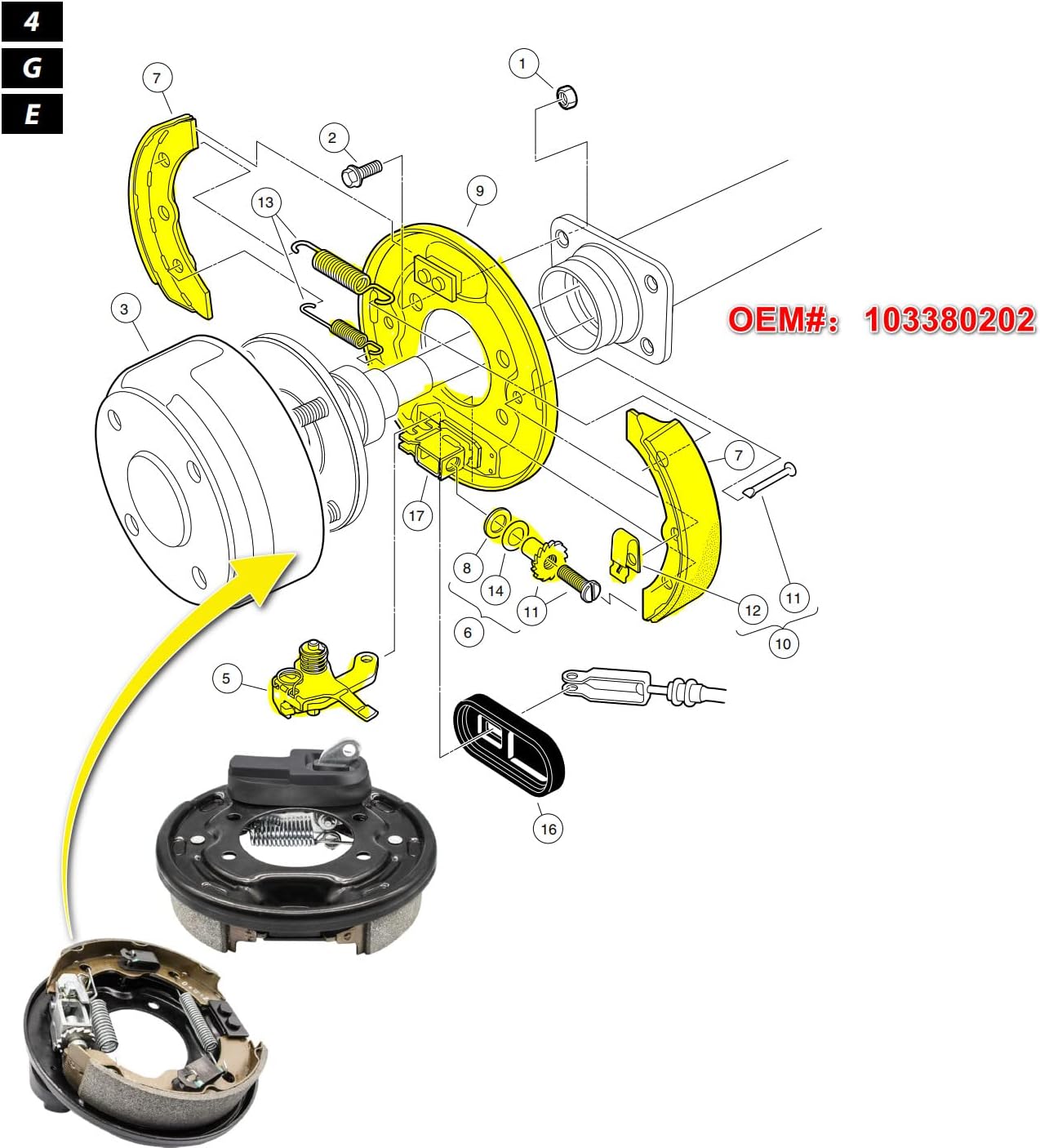 Club Car Brake Assembly,Rear Brake Cluster Fits Club Car DS Precedent 1995-UP Golf Cart,101823301 103380202