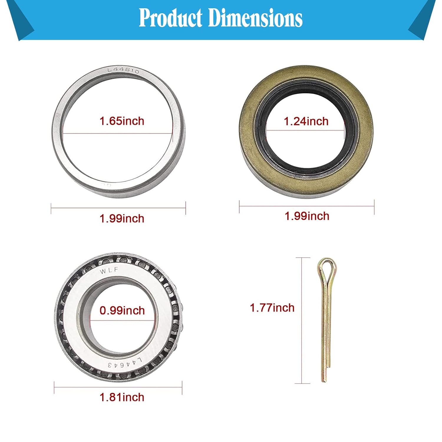 CartClan EZGO TXT Front Axle Wheel Hub Bearings & Seal Kit for 1976-up Gas and Electric Golf Cart OEM# 50892-G1 25146-G1 (2 Set)