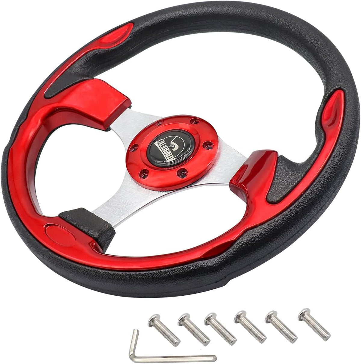 Golf Cart Steering Wheel, Generic for Most Golf cart EZGO Club Car Yamaha-Bright red