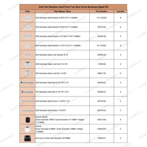 DRIVE-UP Golf Cart Suntop Hardware Kit, Front Top Strut Stainless Steel Screw Bushings Repair Kit for 1994-2013 EZGO DCS/PDS/TXT/Medalist 2-Seater Model, OEM#75465-G01