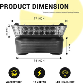 Golf Cart LED Headlight, 12V Head Light with Bumper for Club Car Precedent 2004-UP Electric Models Replacement OEM 102524801 1025248-01