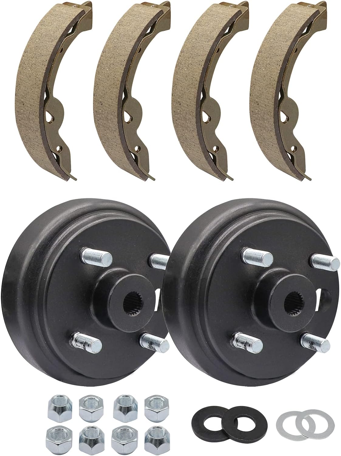 DRIVE-UP Golf Cart Brake Drums & Brake Shoes Deluxe Maintenance Kit for Electric EZGO TXT 1996-2008 Replace OEM# 19186G1 70794G01 70795G01 27943G01 27945G01