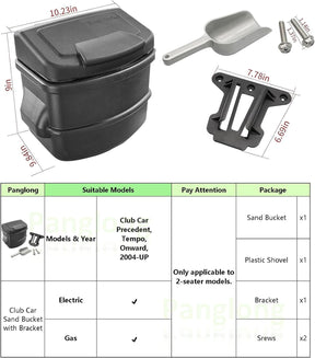 Club Car Sand Bucket with Bracket for 2004-UP Precedent and Tempo and Onward Golf Carts 101985201 103886801（High Capacity）