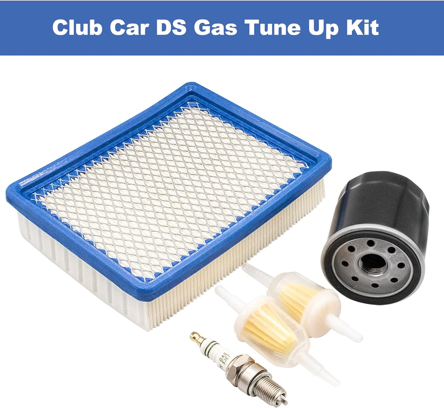 Golf Cart Tune Up Kit for Club Car DS 1992-2004 Gas Carts with FE290 Engines, Air Filter 1015426, Oil Filter 1016467 41016467, Fuel Filter 1013684 1014522 102003201, Spark Plug