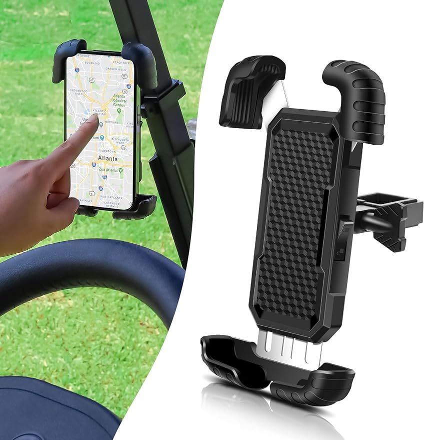 Drive-up Golf Cart Phone Holder, Cell Phone Mount Holder for Club Car EZGO Yamaha and Square Tubing Villager Carts