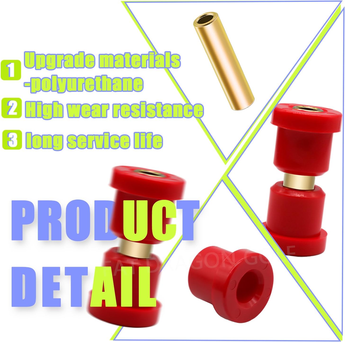 Panglong Club Car DS Rear Leaf Spring Bushing Kit, 2 Sets of DS Rear Spring Polyurethane Bushing and Sleeve Kit, Suitable for 1992-Up Club Car DS G&E Golf Cart, OEM# 1015583, 1012303