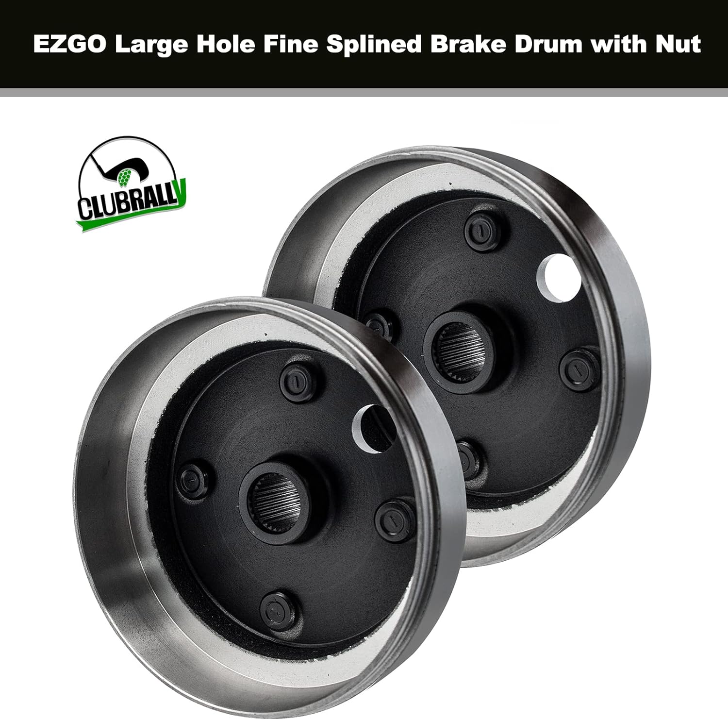 Large Hole Fine Splined Brake Drum 21807-G1 with Nut for 4 Cycle Gas EZGO Golf Carts 1991-Up