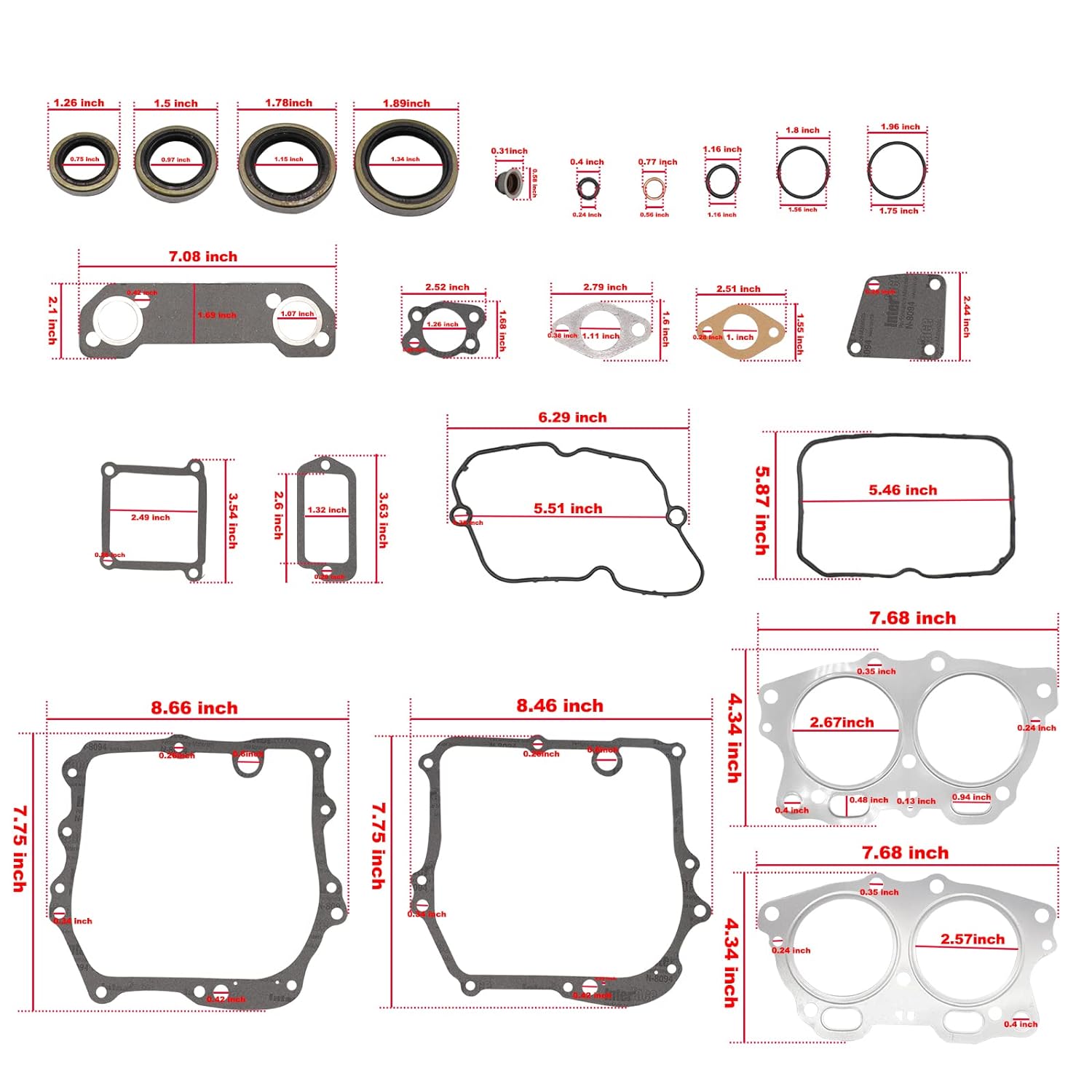 CartClan Engine Gasket Seal Rebuild Kit for EZGO 295cc 350cc 4 Cycle Gas Golf Cart 1991-2008 Fuji Robin Engine Pre MCI inc MCI Breather Gasket