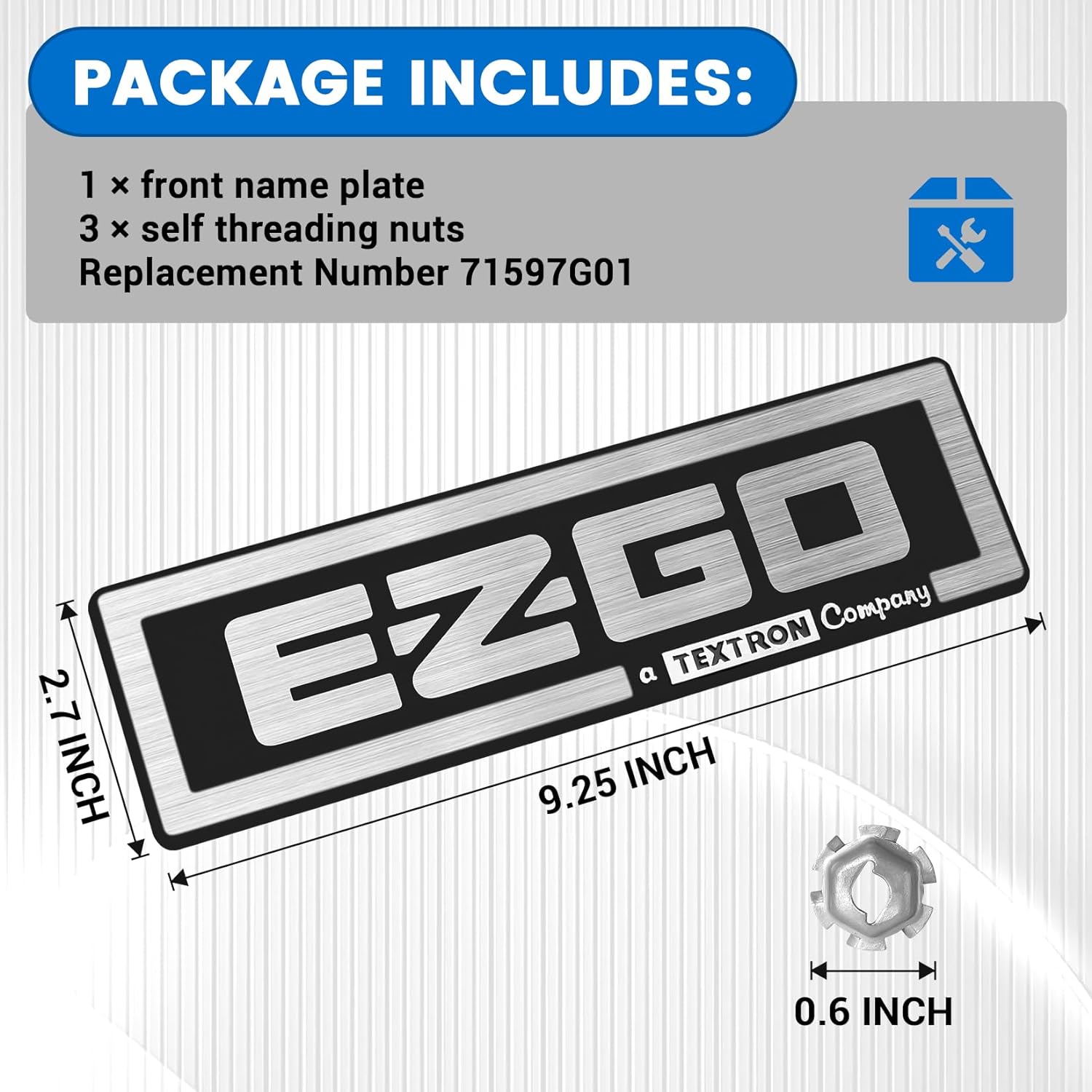 CartClan Name Plate for EZGO TXT 1994-2010 Gas & Electric Golf Carts 71037G01