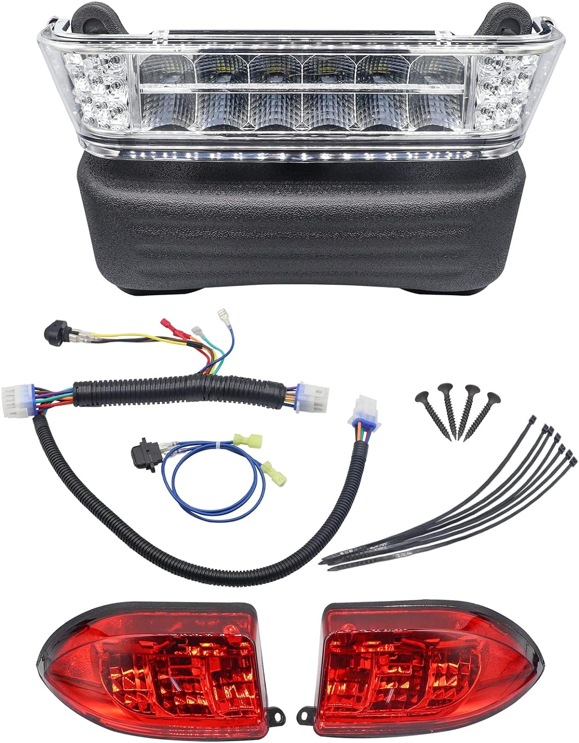 Drive-up Golf Cart LED Light Kit for Club Car Precedent 2004-2008.5 Electric Models, Replaces 12V Club Car LED Headlight and Taillight Assembly OEM 102524801, 1025290-01