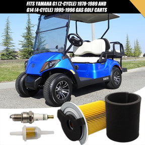 CartClan Air Filter Pre-Filter with Spark Plug Fuel Filter Tune Up kit Replacement, Suitable for Yamaha G1 G14 Gas Golf Cart Replace J10-14417-00 JF7-14450-01