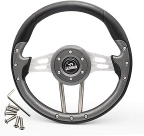 Golf Cart Steering Wheel, Generic for Most Golf cart EZGO Club Car Yamaha-Black Dark Gray