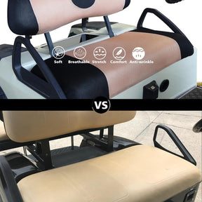 CLUBRALLY Golf Cart Seat Cover for Club Car, EZGO, Yamaha, Large Breathable Bench Seat Covers, Washable Polyester Mesh Cloth Without Logo-Beige Yellow&Black