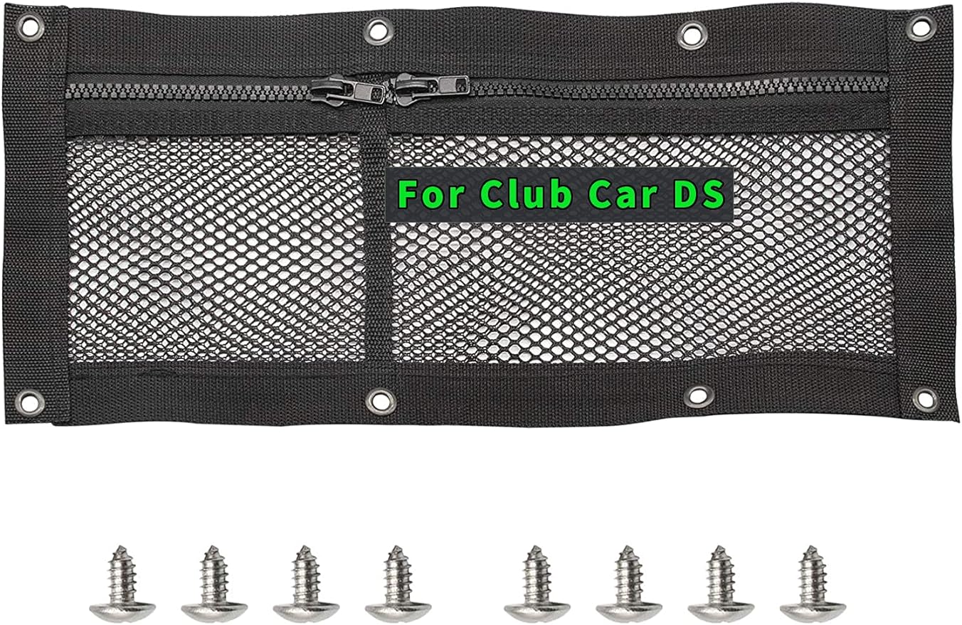 Golf Cart Black Canopy Storage Net with Self-Tapping Screws for Club Car DS Precedent and EZGO RXV&PDS&TXT