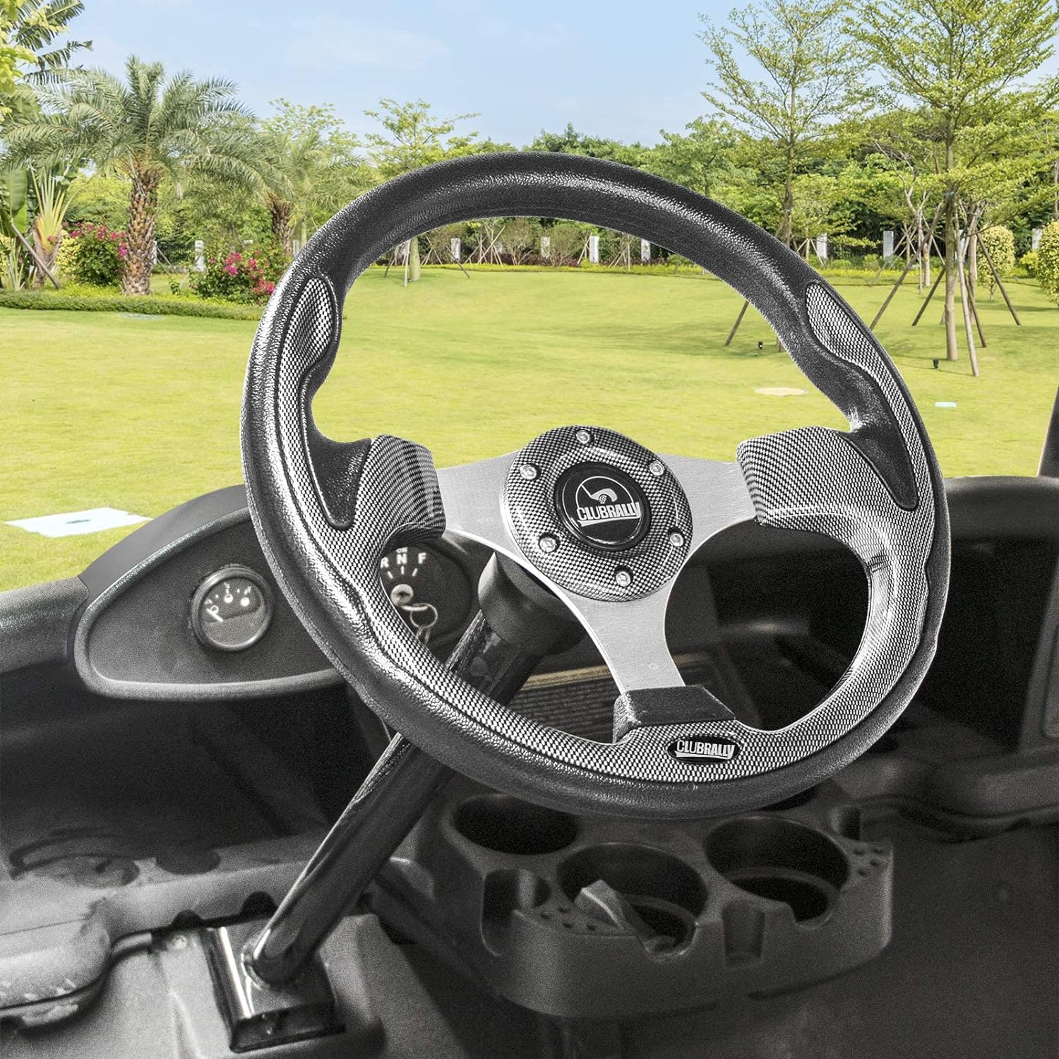 Golf Cart Steering Wheel, Generic for Most Golf cart EZGO Club Car Yamaha-Black light gray