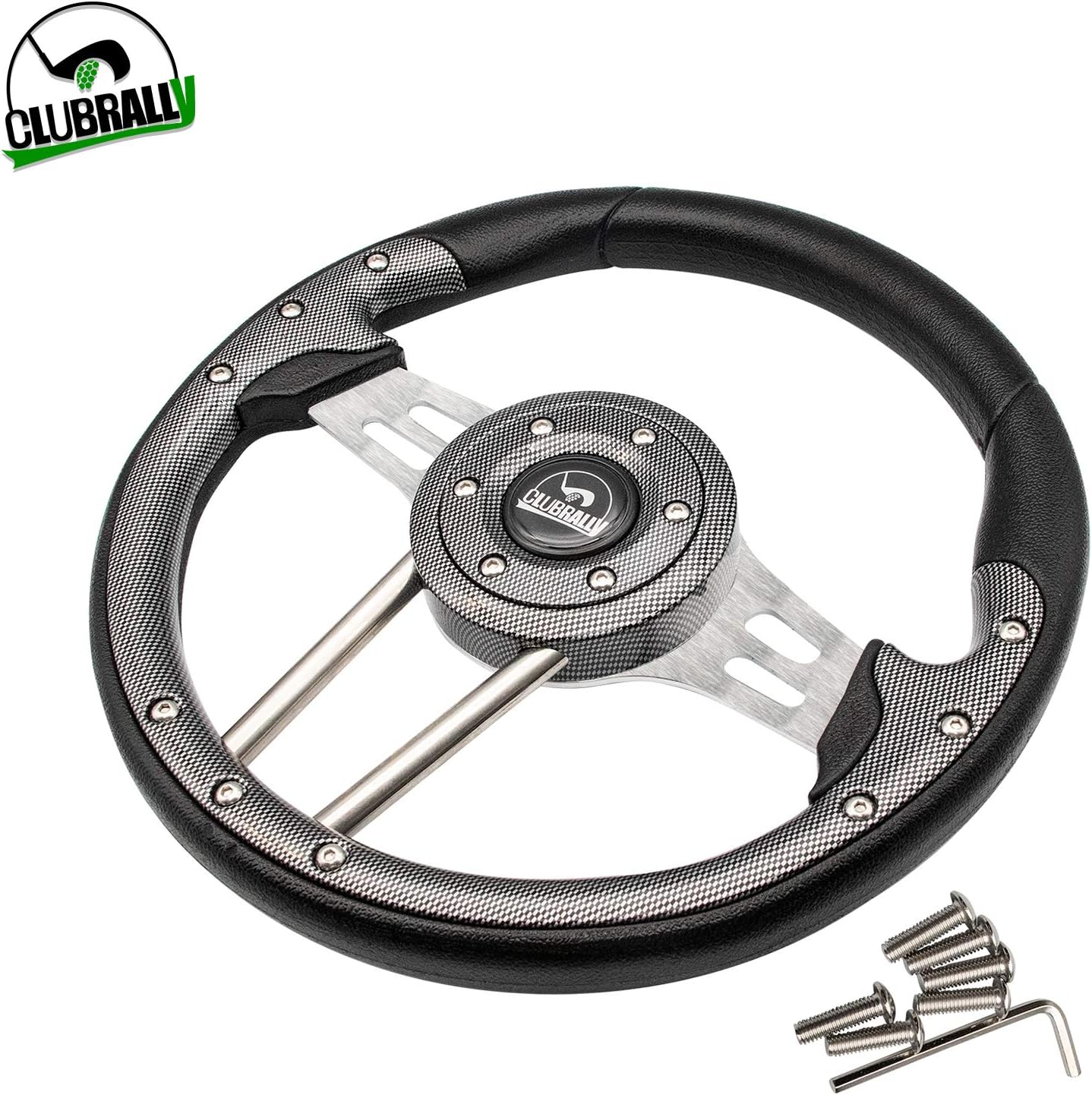 Golf Cart Steering Wheel, Generic for Most Golf cart EZGO Club Car Yamaha-Black Dark Gray