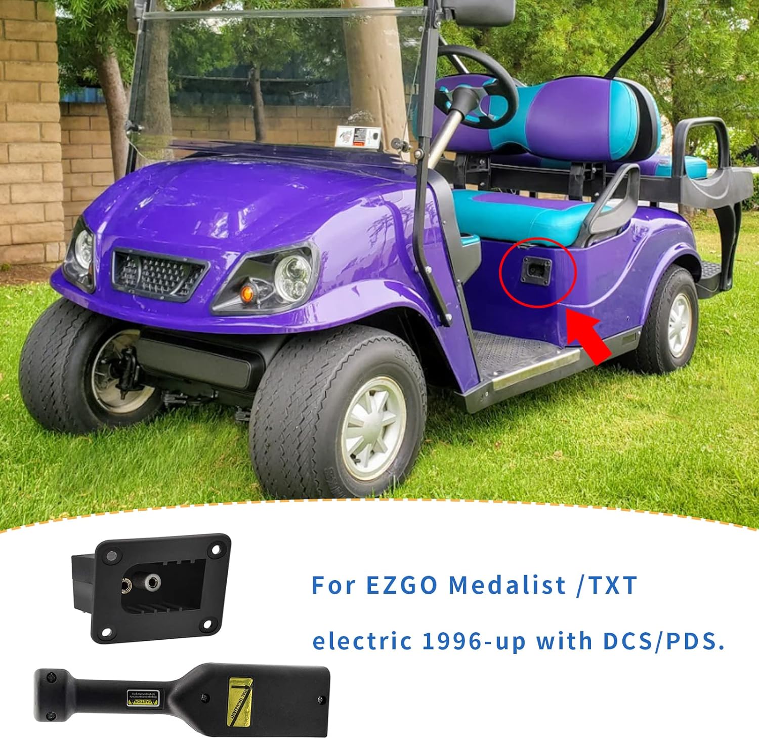 Drive-up EZGO TXT Medalist 36V PowerWise Charger Receptacle & W/Handle Plug Fits Electric 1996 UP Golf Cart