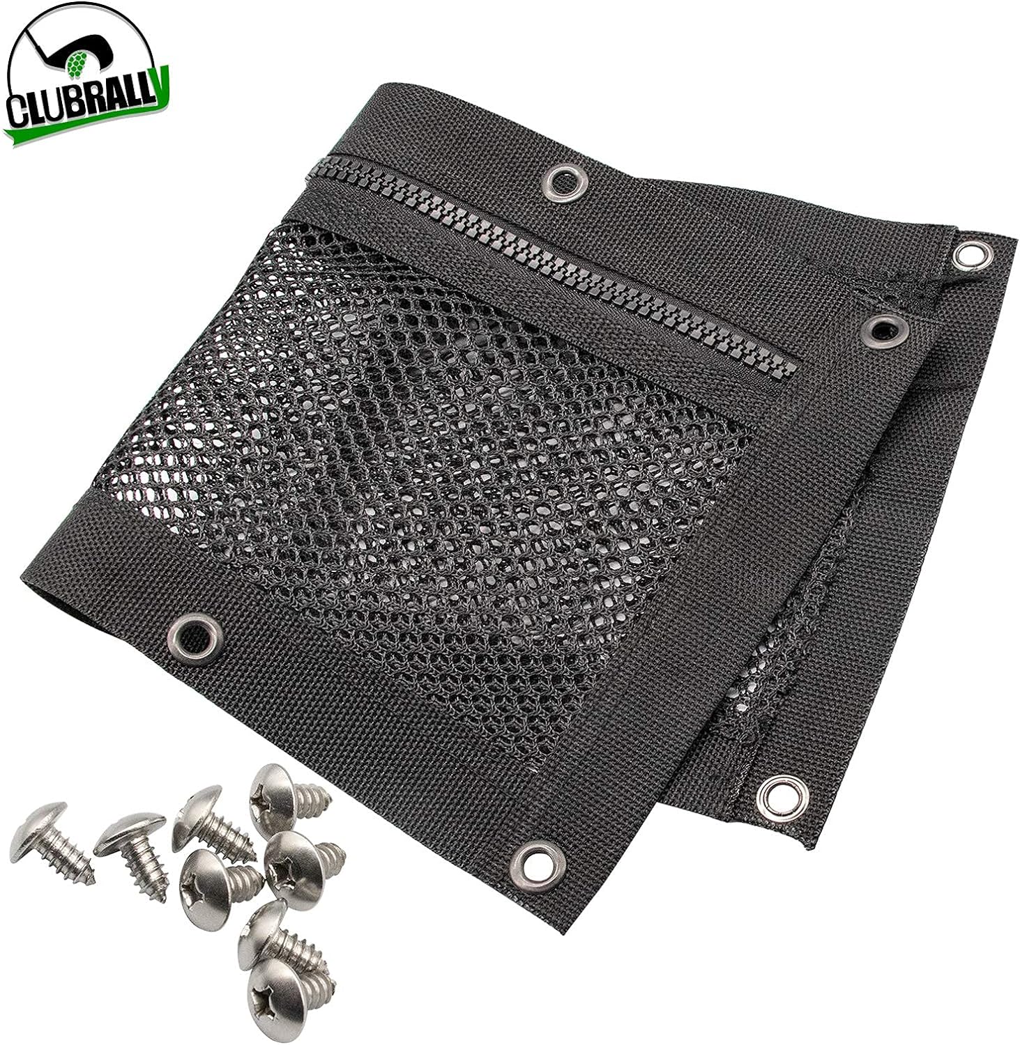 Golf Cart Black Canopy Storage Net with Self-Tapping Screws for Club Car DS Precedent and EZGO RXV&PDS&TXT