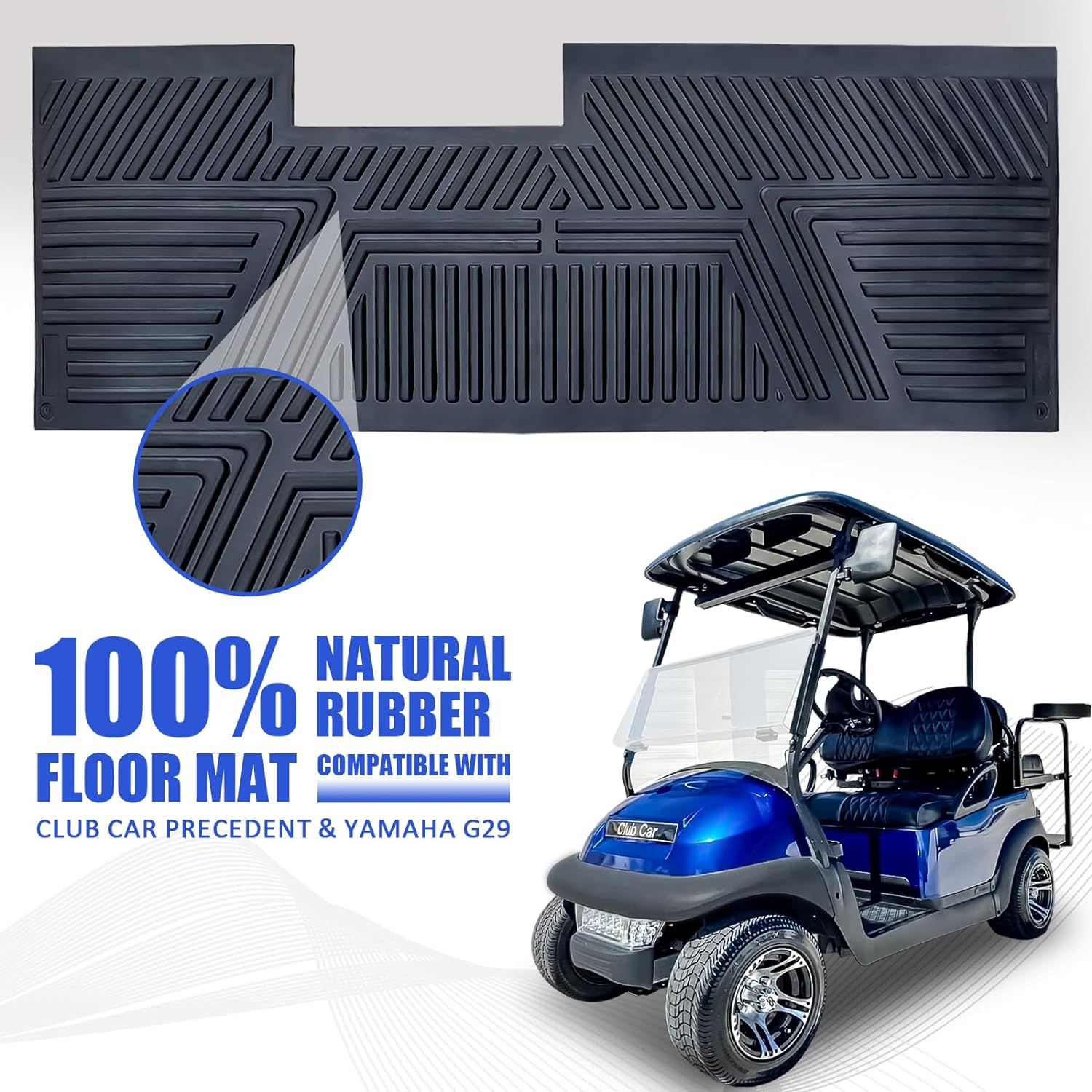 CartClan Golf Cart Floor Mat Fit Club Car Precedent & Yamaha G29 New and Improved Not Deformed Non-Slip Durable Floor Liner Mat - Black