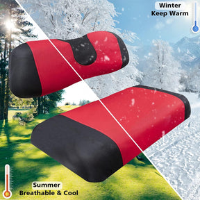 CLUBRALLY Golf Cart Seat Cover Set Fit for Club Car, EZGO, Yamaha, Breathable Air Bench Seat Covers Keep The Seats Warm in The Winter Heat Washable Polyester Mesh Cloth Without Logo-Red-Small