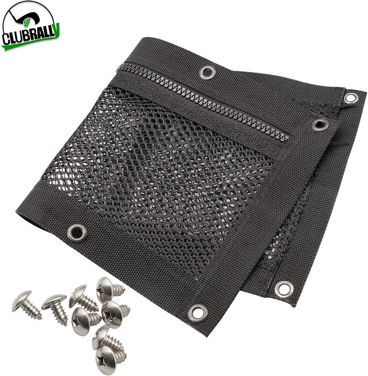 Golf Cart Black Canopy Storage Net with Self-Tapping Screws for Club Car DS Precedent and EZGO RXV&PDS&TXT