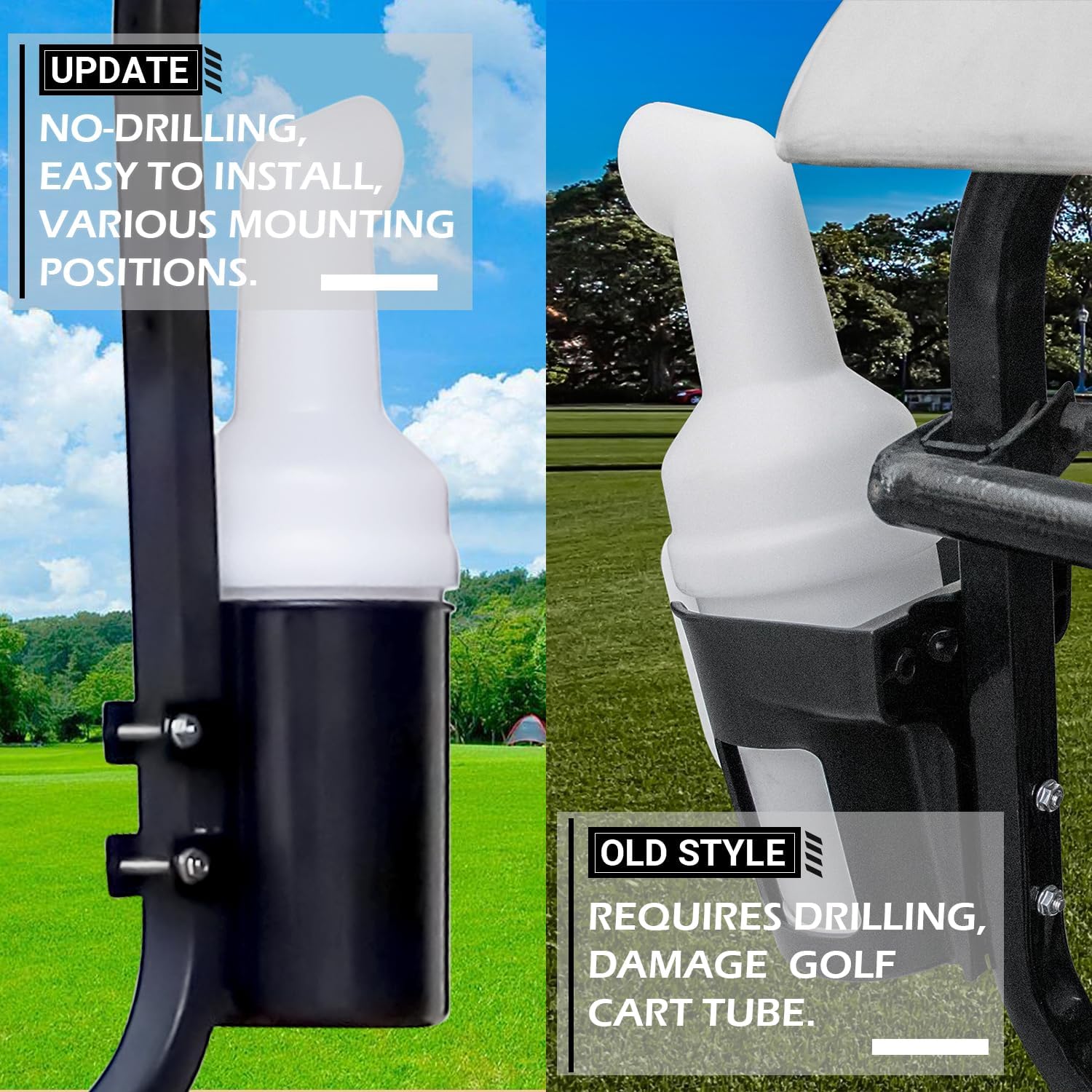 Golf Cart No-Drilling Sand Bottle, Divot Filler Sand Bottle for EZGO Club Car Yamaha, Large Capacity with Rattle Proof Holder