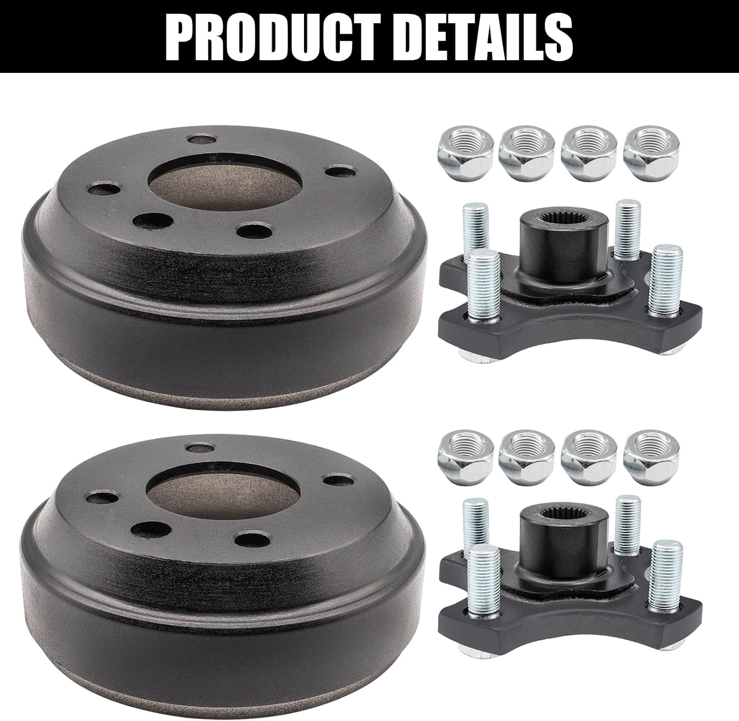 Heavy Duty Split Brake Drum/Hub 19186-G1 615604 with Nuts for EZGO TXT Electric Golf Carts 1982+