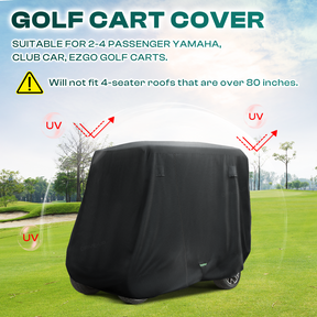 Universal Golf Cart Cover For 2/4 Passenger Yamaha Club Car EZGO, 420D Waterproof Polyester Cover with Zipper Doors, Dustproof, Sunproof, Windproof |Drive-up