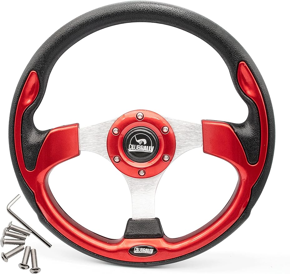 Golf Cart Steering Wheel, Generic for Most Golf cart EZGO Club Car Yamaha-Bright red